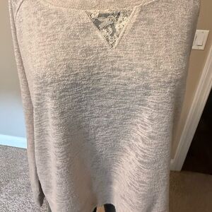 Victoria's Secret Light Beige Lace-Trim Knit Top